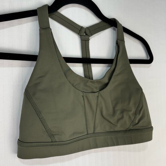Lululemon Pack It In Fatigue Green Luxstreme 4-Way Stretch Sports Bra Size 6 - Picture 2 of 5